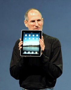 Steve Jobs with an iPad